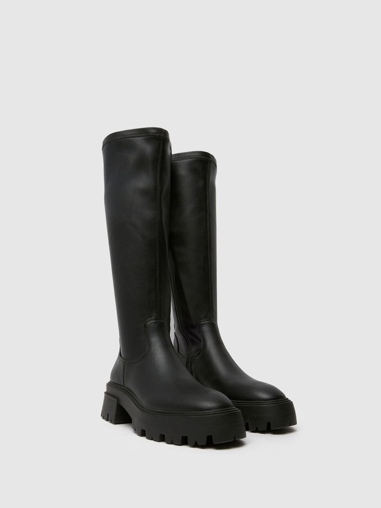 Schuh Dasha Chunky High Knee High Black Boots - Image 2 of 4