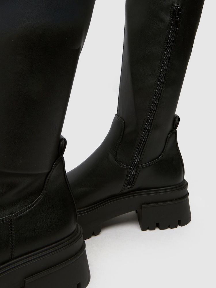 Schuh Dasha Chunky High Knee High Black Boots - Image 4 of 4