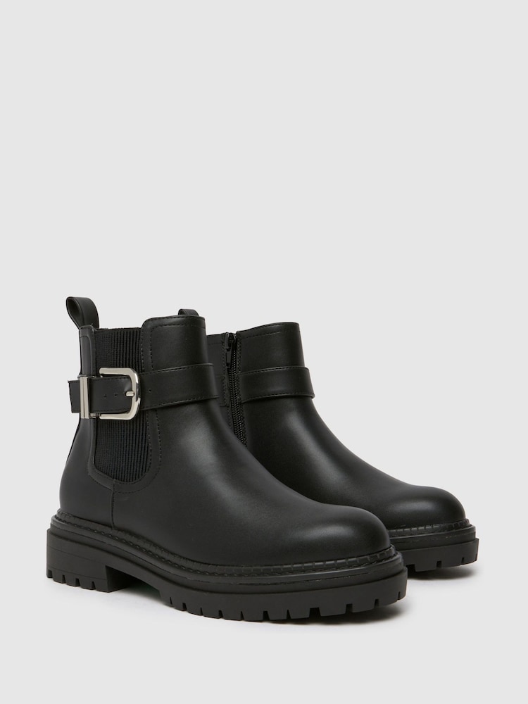 Schuh Amari Chunky Buckle Black Boots - Image 2 of 4 Schuh Amari Chunky Buckle Black Boots - Image 2 of 4