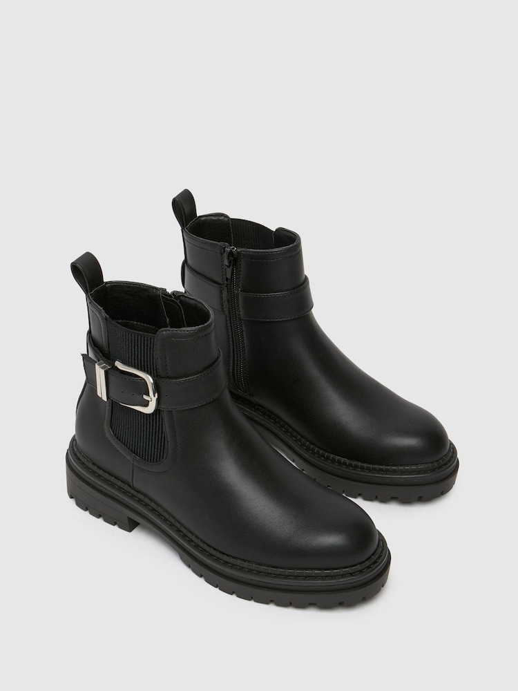 Schuh Amari Chunky Buckle Black Boots - Image 3 of 4