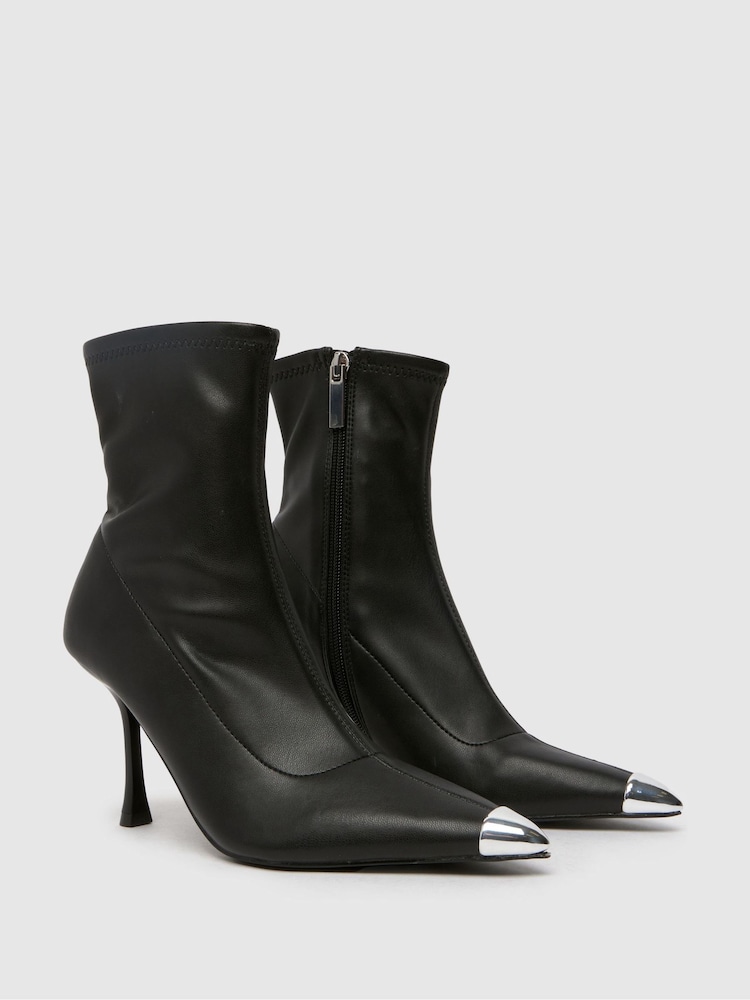Schuh Babette Stretch Point Toe Black Boots - Image 2 of 4