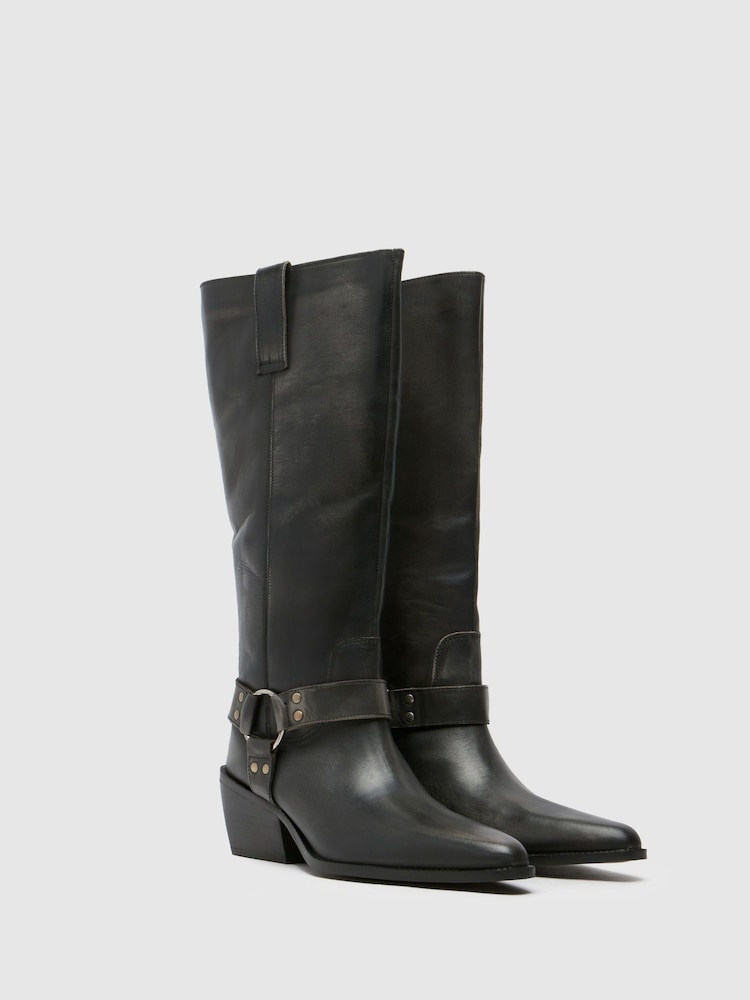 Schuh Grey Dilara Leather Western Boots - Image 2 of 4