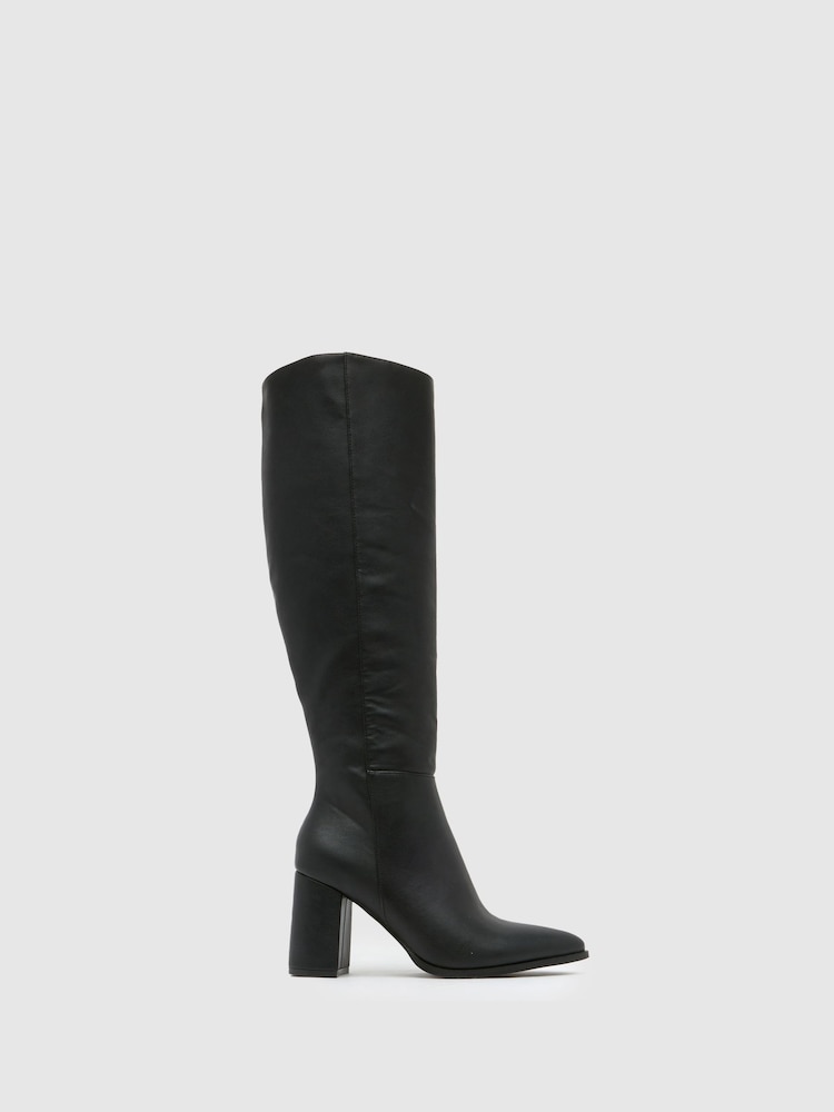 Schuh Diya Knee High Black Boots - Image 1 of 4 Schuh Diya Knee High Black Boots - Image 1 of 4