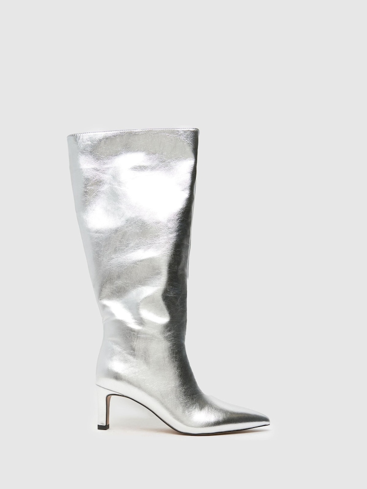 Schuh Silver Dottie Knee High Boots - Image 1 of 4