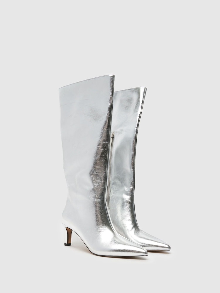 Schuh Silver Dottie Knee High Boots - Image 2 of 4