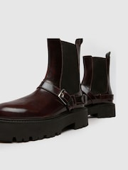 Temno rdeča - Schuh Ariah Usnjena zaponka gležnjarji - Slika 4 iz 4