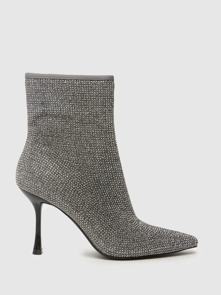 Schuh Silver Brianna Embellished Ankle Boots - Image 1 of 4