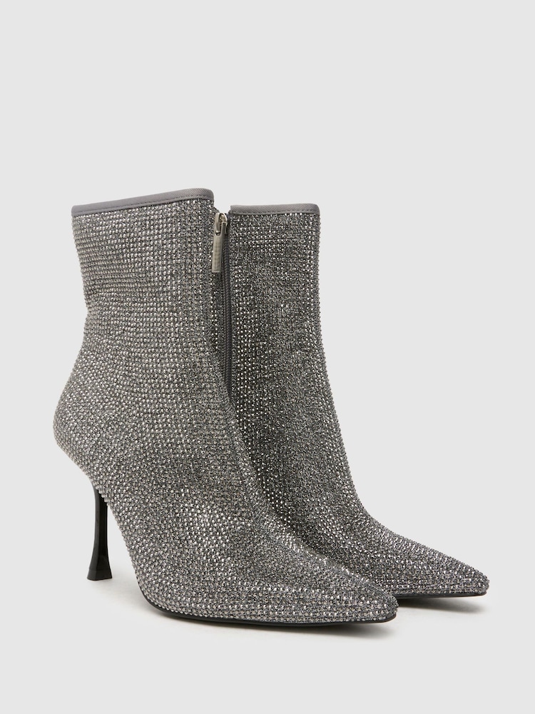 Schuh Silver Brianna Embellished Ankle Boots - Image 2 of 4