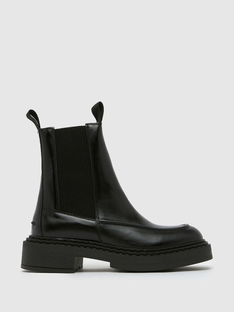 Schuh Cassie Leather Ankle Black Boots - Image 1 of 4