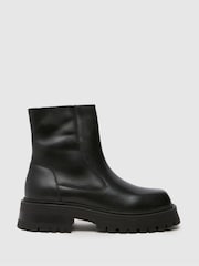 Schuh Alicia Leather Square Toe Black Boots - Image 1 of 4