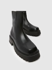 Schuh Alicia Leather Square Toe Black Boots - Image 3 of 4