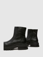 Schuh Alicia Leather Square Toe Black Boots - Image 4 of 4