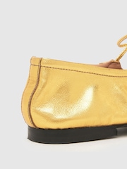 Schuh Gold Lindy Leather Ruched Ballerinas - Image 4 of 4