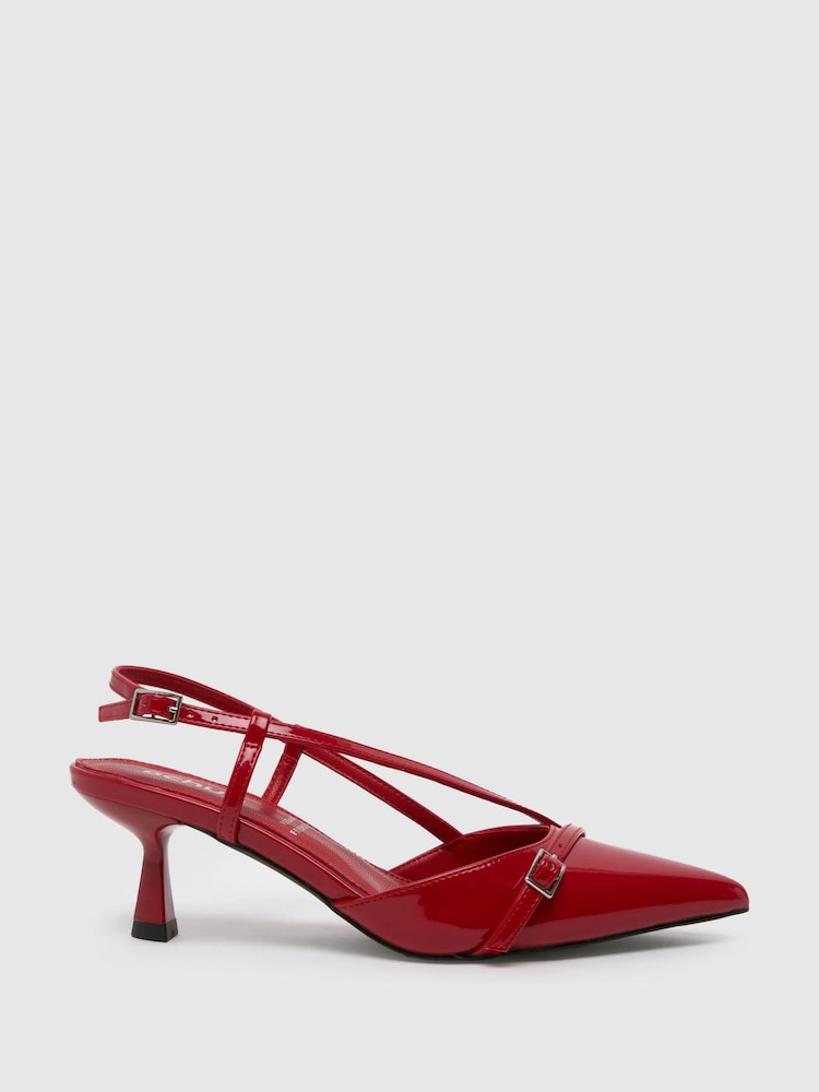 Schuh Red Patent Sidney Sling Back Heels - Image 1 of 4
