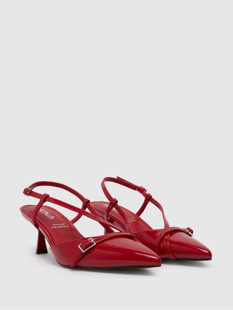 Schuh Red Patent Sidney Sling Back Heels - Image 2 of 4
