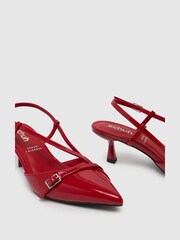 Schuh Red Patent Sidney Sling Back Heels - Image 3 of 4