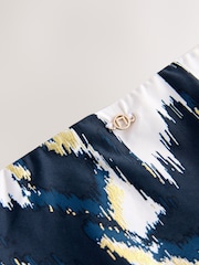 Teal Blue/Gold Foil Ikat - Braguitas de bikini fruncidas de tiro alto - Imagen 7 de 7