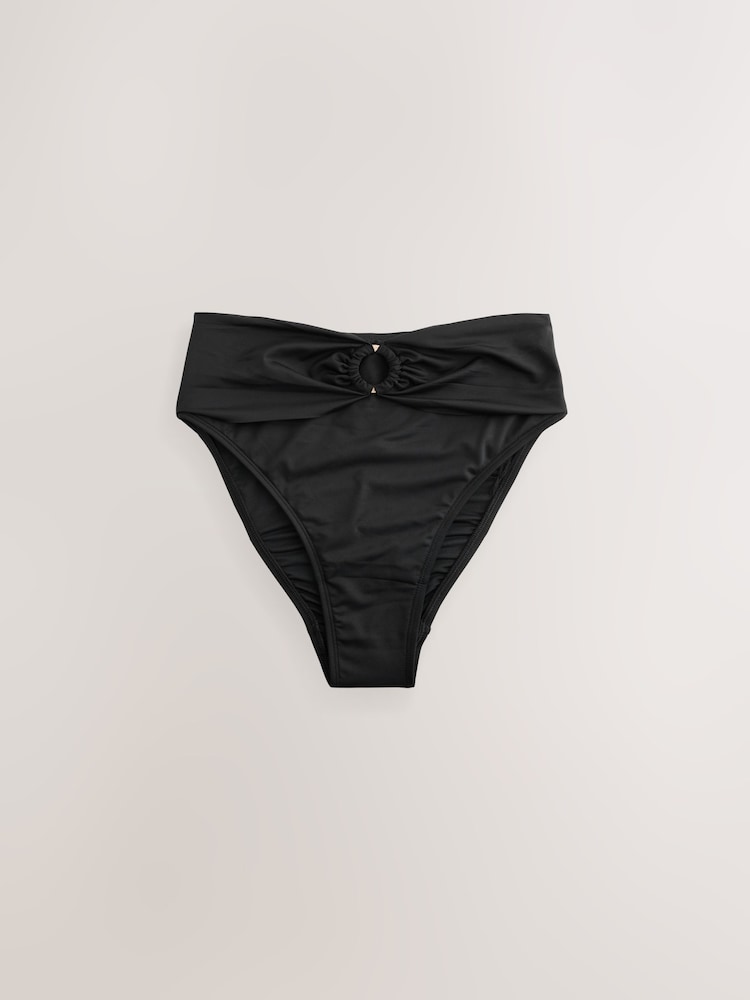 Black High Waist Ostomy High Waist Stoma Bikini Bottoms - Image 1 of 3