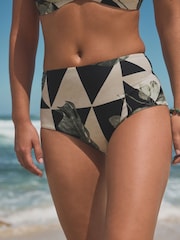 Kaki/écru à feuilles - Bas de bikini Imprimé - Image 1 of 8