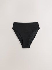 Black Crinkle High Waist High Leg Bikini Bottoms - Image 6 of 8