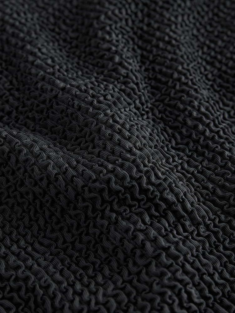 Black Crinkle High Waist High Leg Bikini Bottoms - Image 8 of 8