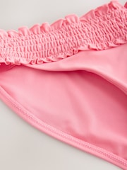 Coral Pink Shirred High Leg Bikini Bottoms - Image 9 of 9