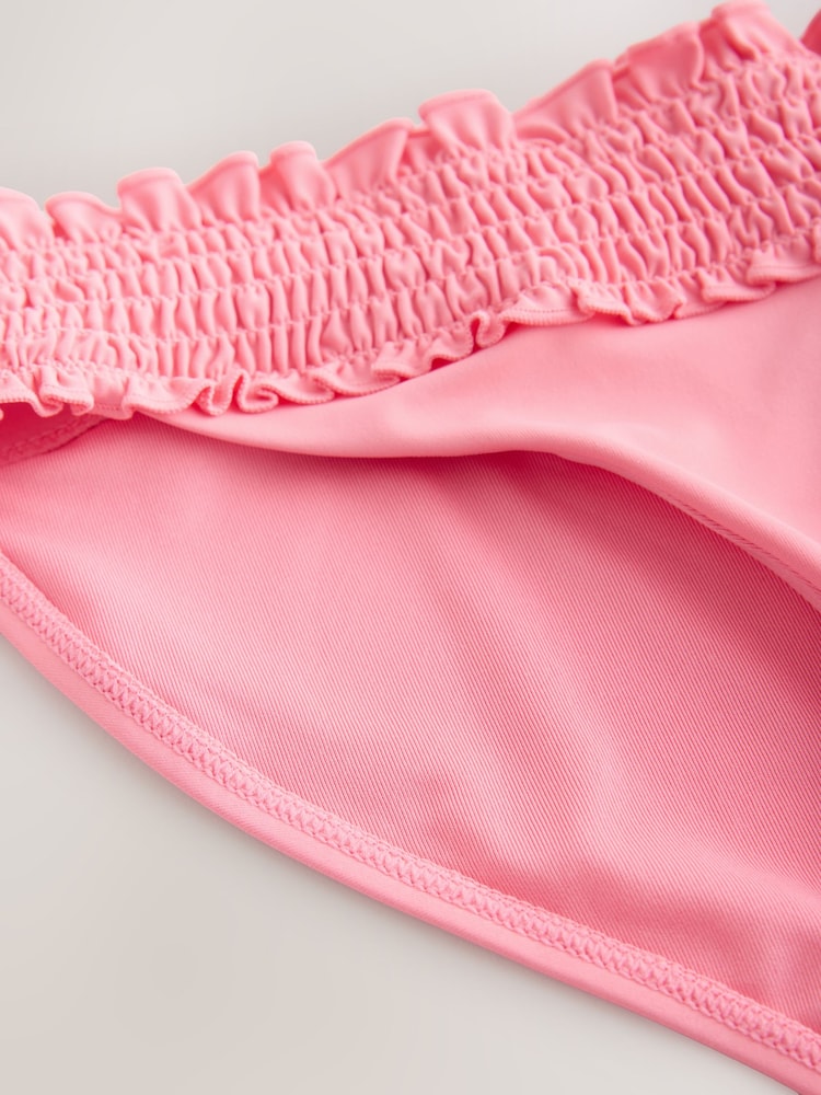 Coral Pink Shirred High Leg Bikini Bottoms - Image 9 of 9