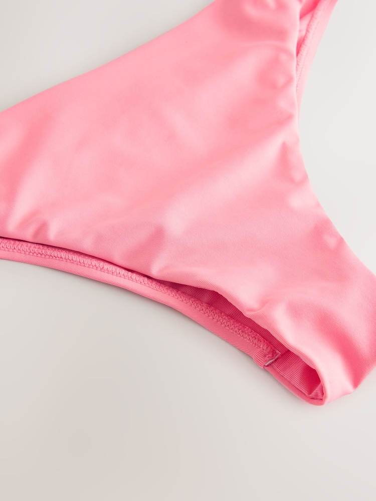 Coral Pink Brazilian High Leg Bikini Bottoms - Image 6 of 7