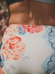 Marine/Cream/Coral Fleuri  - Bas de bikini Imprimé - Image 4 of 7