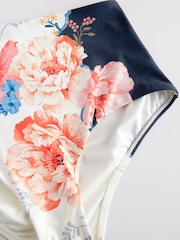 Marine/Cream/Coral Fleuri  - Bas de bikini Imprimé - Image 6 of 7