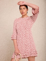 Mint Velvet Red Print Ruffle Mini Dress - Image 1 of 7