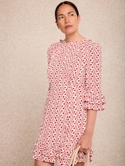 Mint Velvet Red Print Ruffle Mini Dress - Image 2 of 7