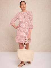 Mint Velvet Red Print Ruffle Mini Dress - Image 3 of 7