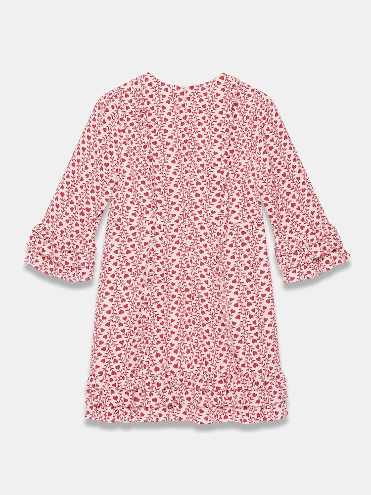Mint Velvet Red Print Ruffle Mini Dress - Image 7 of 7