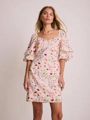 Mint Velvet Floral Print Puff Sleeve Mini Dress - Bild 1 von 7