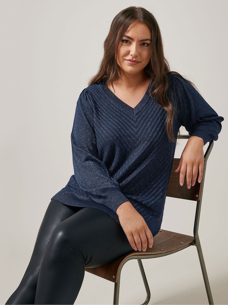 Azul - Evans V-Neck Chevron Jumper - Imagen 1 de 5 Azul - Evans V-Neck Chevron Jumper - Imagen 1 de 5