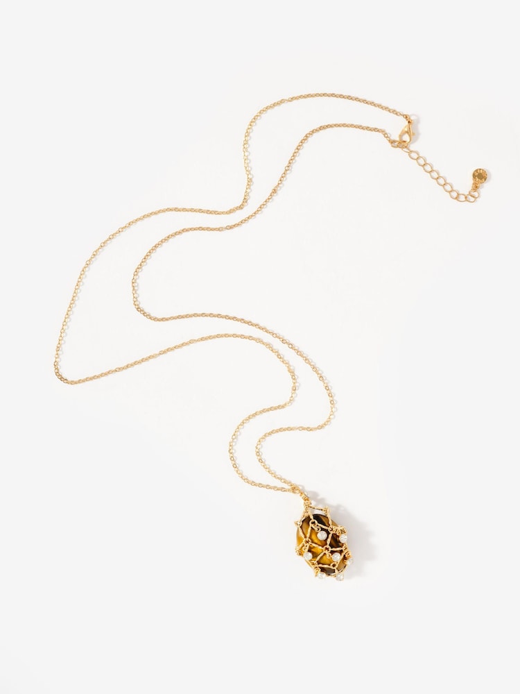 Mint Velvet Gold Tone Caged Pendant Necklace - Image 1 of 3