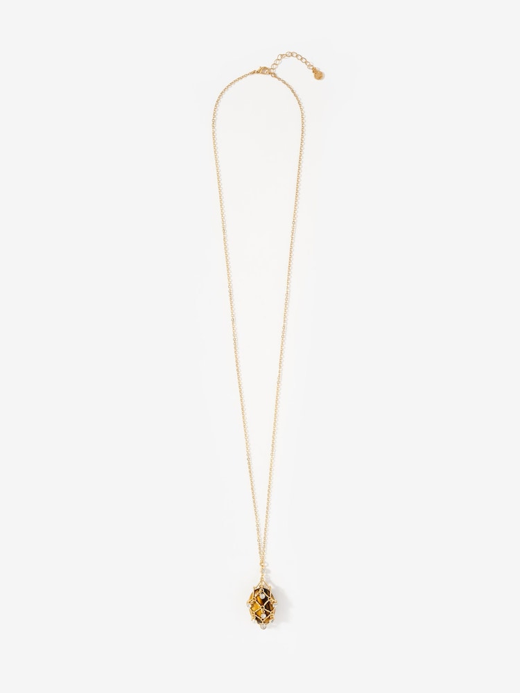 Mint Velvet Gold Tone Caged Pendant Necklace - Image 2 of 3