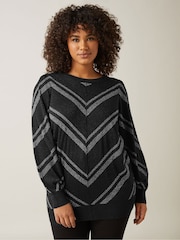 Evans Metallic Chevron Black Jumper - Image 1 of 5