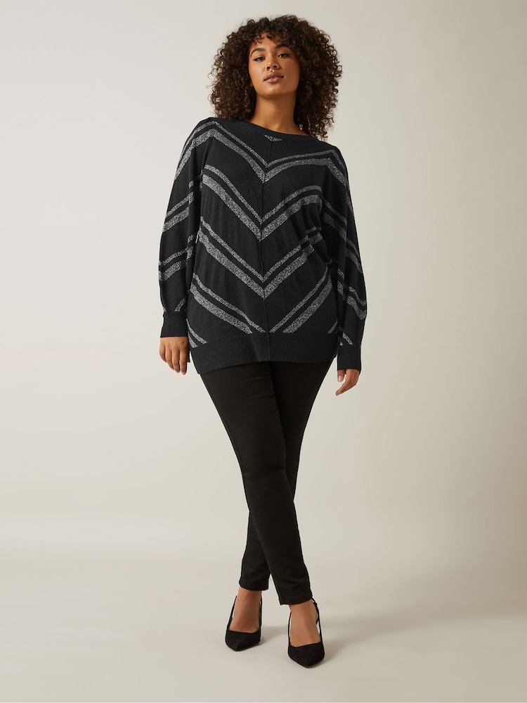 Evans Metallic Chevron Black Jumper - Image 2 of 5