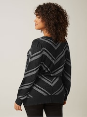 Evans Metallic Chevron Black Jumper - Image 3 of 5