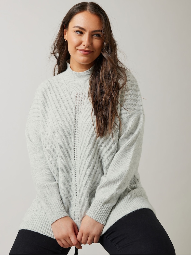 Evans Grey Stitch Detail Jumper - Image 1 of 5