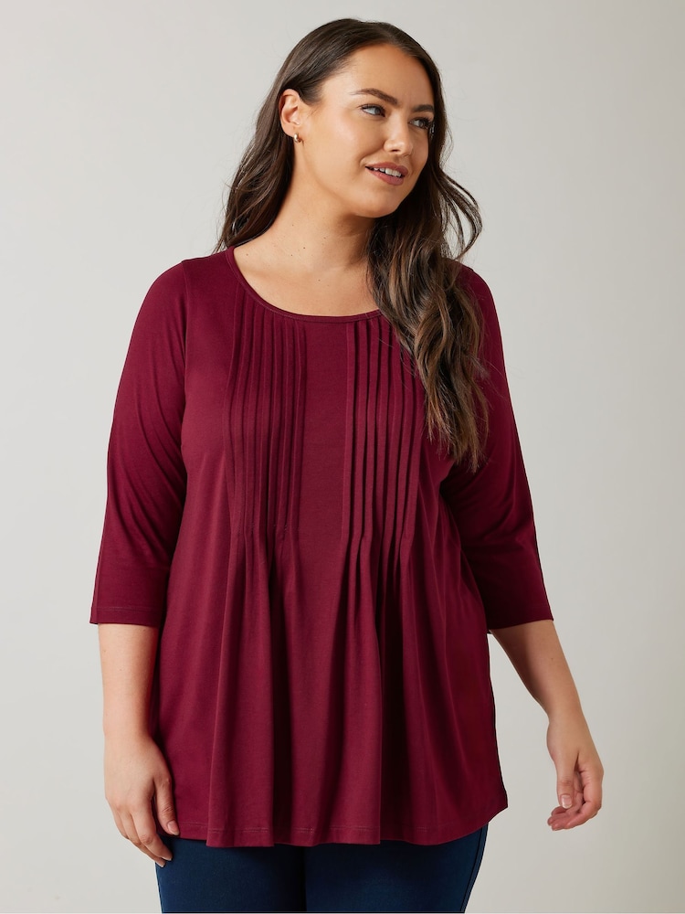 Evans 3/4 Sleeve Pintuck Top - Image 1 of 5