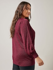 Evans Red V-Neck Chevron Metallic Jumper - Image 3 of 5