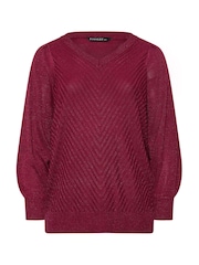 Evans Red V-Neck Chevron Metallic Jumper - Image 5 of 5