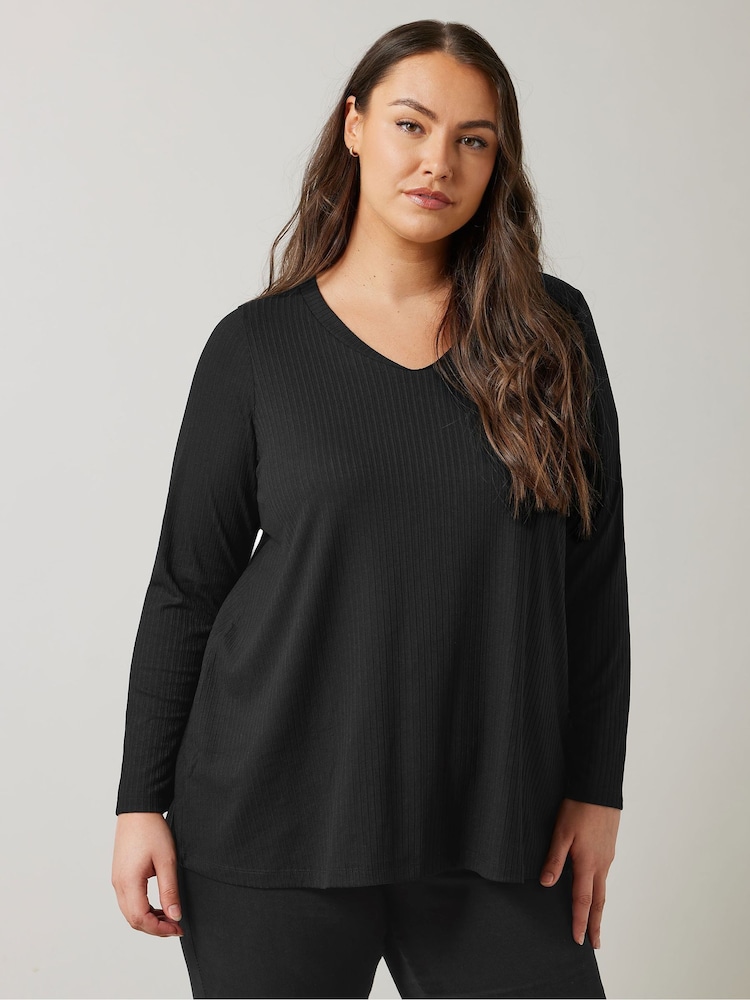 Evans Long Sleeve Modal Ribbed T-Shirt - Bild 1 von 5 Evans Long Sleeve Modal Ribbed T-Shirt - Bild 1 von 5