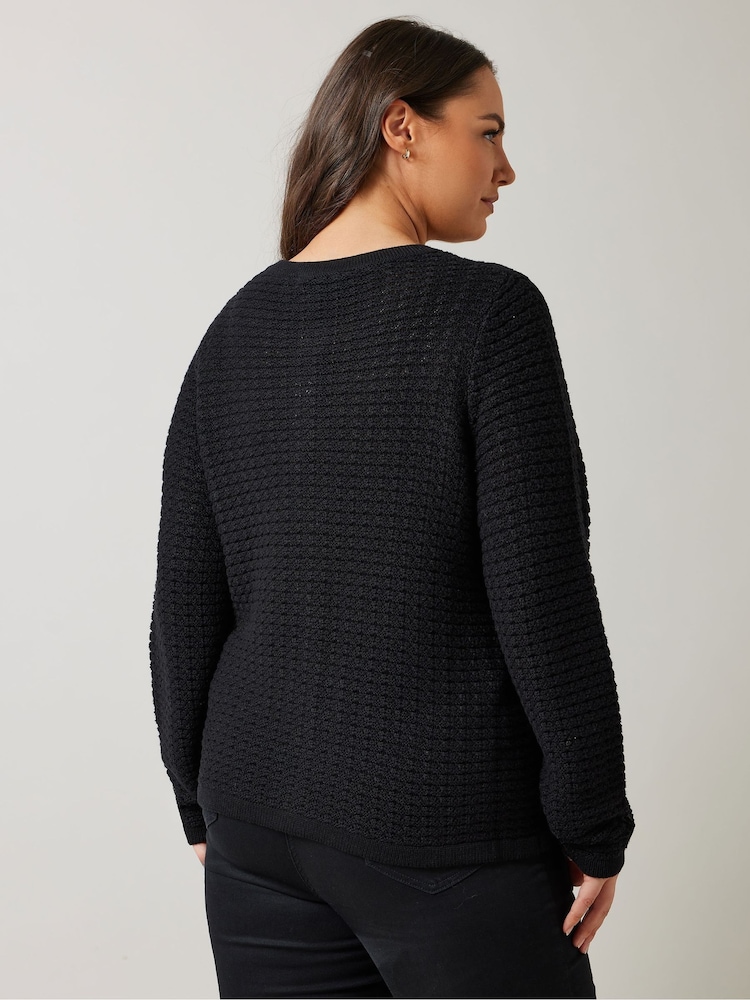Evans Button Detail Black Cardigan - Image 3 of 5