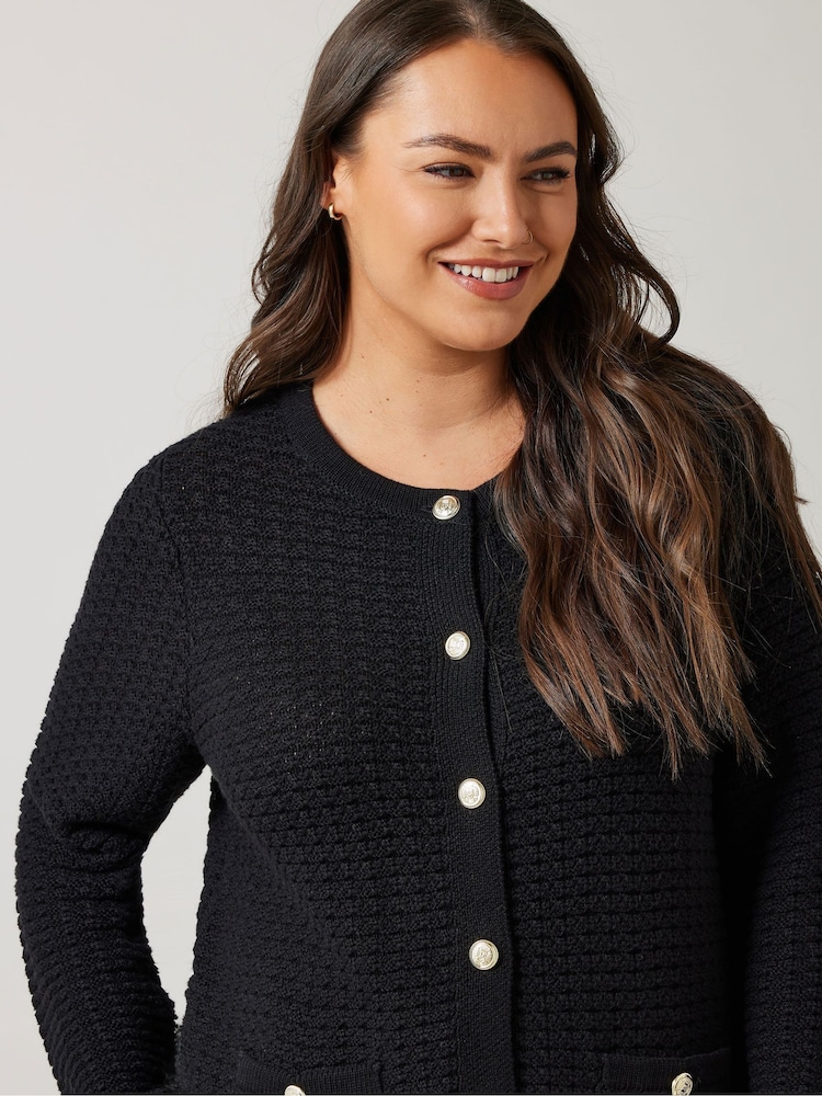 Evans Button Detail Black Cardigan - Image 4 of 5