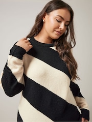 Evans Cream/Black Diagonal Stripe Jumper - Image 4 of 5