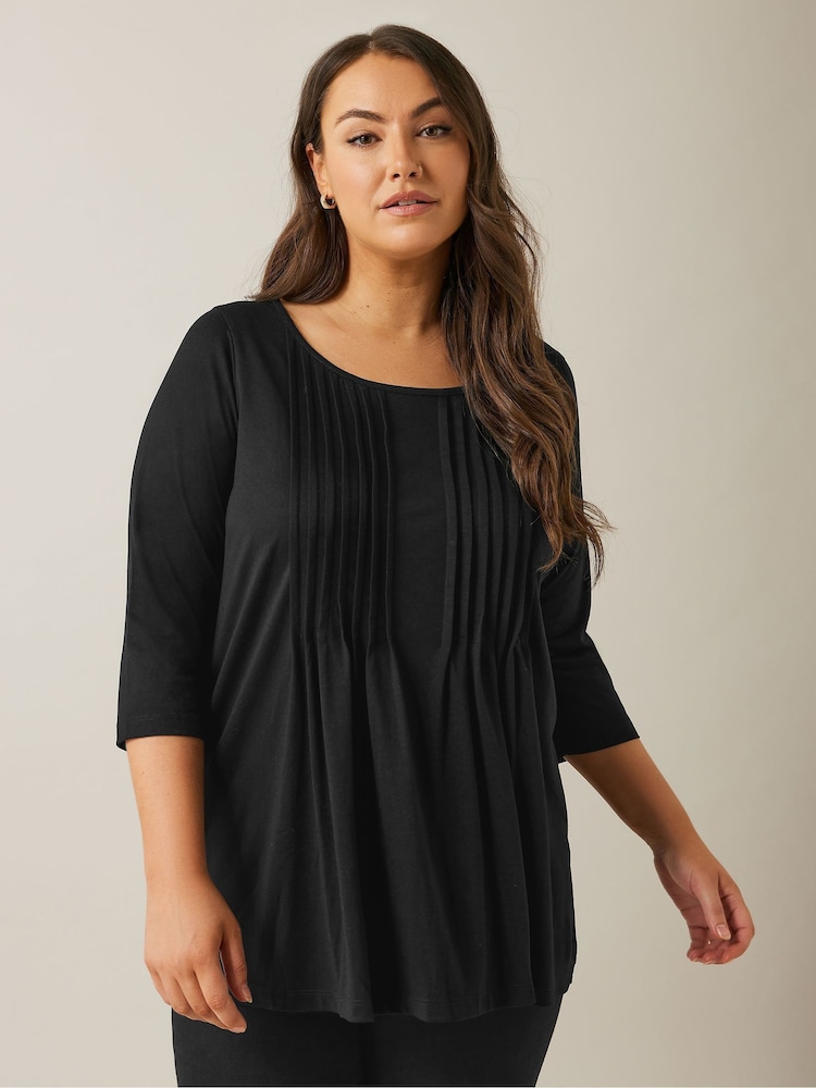 Negro - Evans 3/4 Sleeve Pintuck Top - Imagen 1 de 5 Negro - Evans 3/4 Sleeve Pintuck Top - Imagen 1 de 5